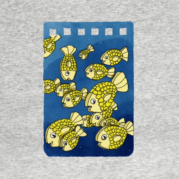 Flat, golden fish in a pack by LeahHa